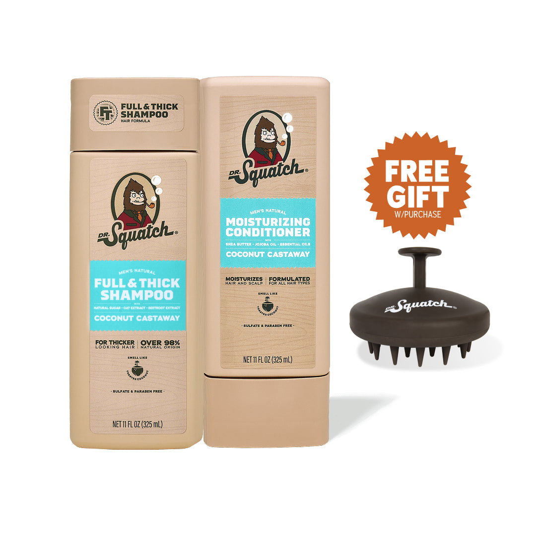 Hair Care Kit + Free Scalp Scrubber | Full & Thick Shampoo | Moisturizing Conditioner | Natural Products for Men P2