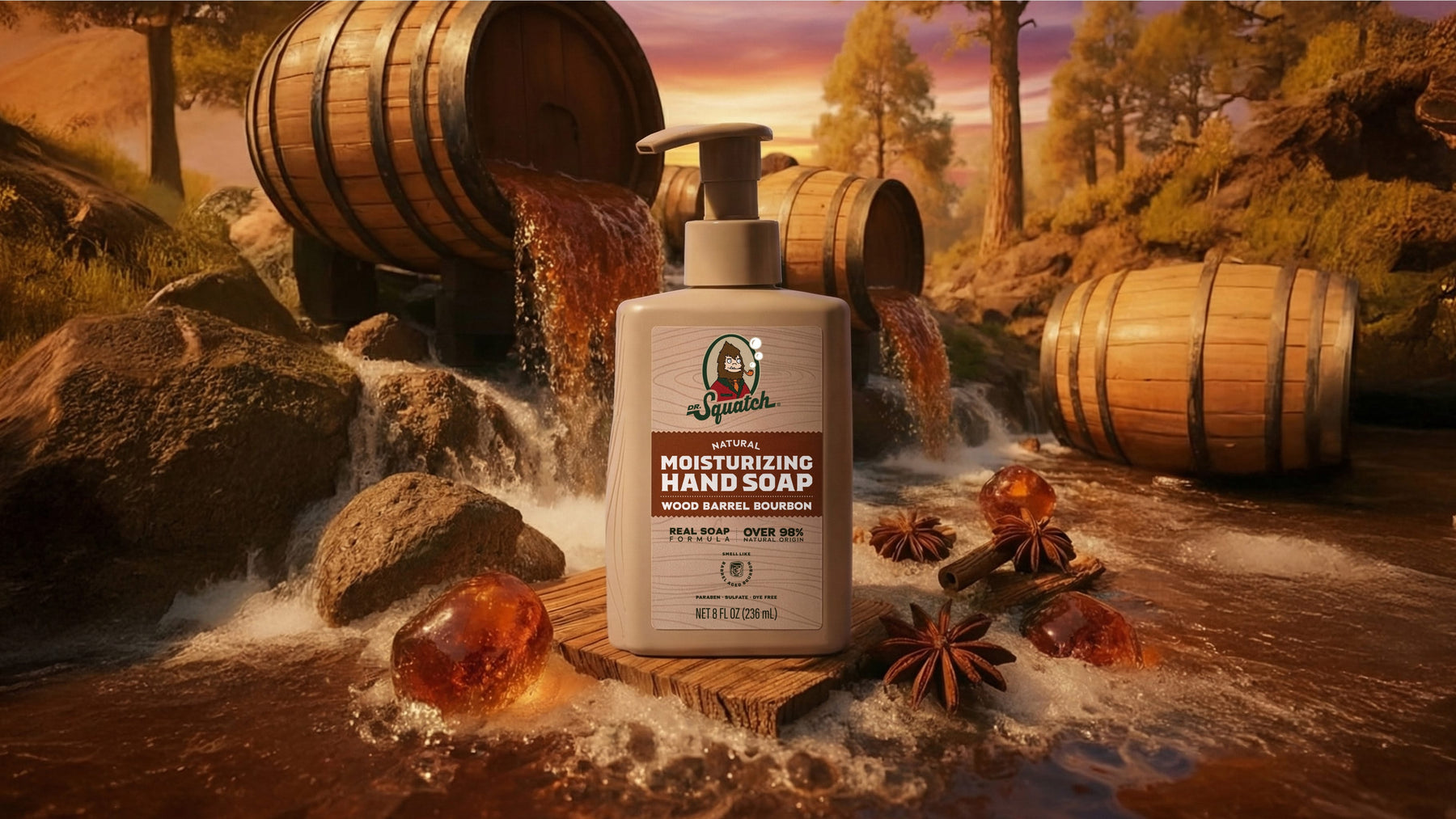 Wood Barrel Bourbon Hand Soap K3