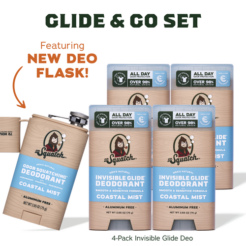 Dr. Squatch Coastal Mist IG Glide 4-Pack + Deo Flask gift set